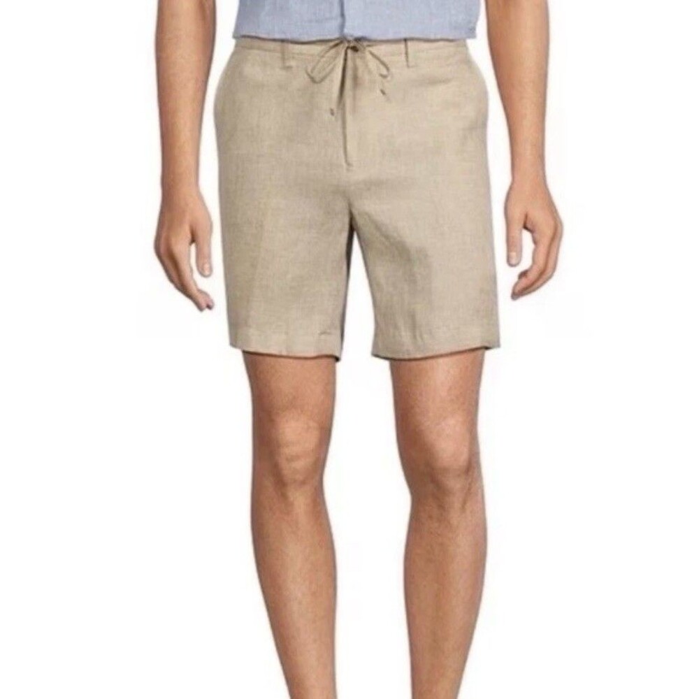 Baird McNutt Murano Alex Fit 100% Linen Shorts Men' s Size 34 Beige Drawstring